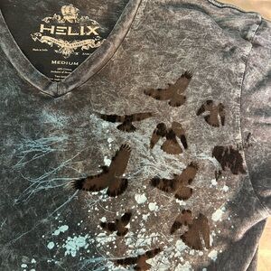 Helix Black Acid Wash Graphic Short sleeve soft Tee